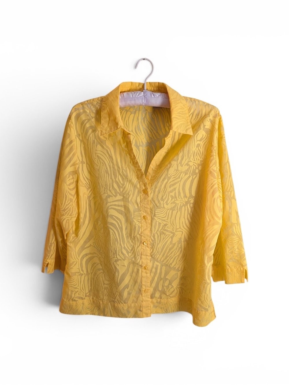 Chico's Sunshine Yellow Jacquard Button-Front Blouse